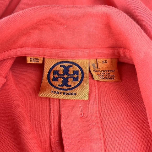 Tory Burch women collar button up T Shirt Top size XS Coral Color - Picture 6 of 8